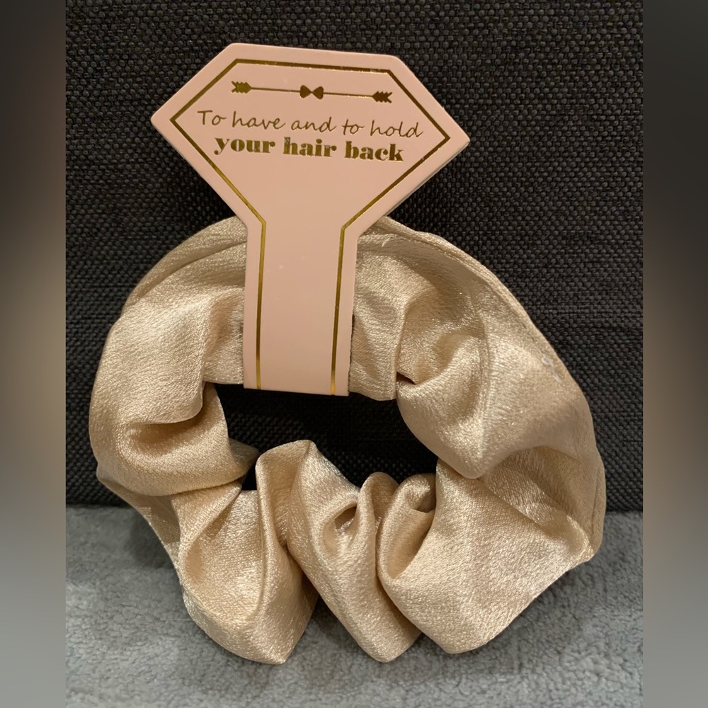 New Gold Satin Scrunchies Bride Bridesmaids Bachelorette Favors Gifts Party Hair